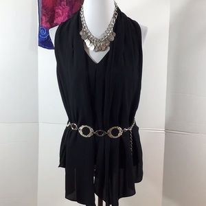 DVF black sleeveless layered tunic top M